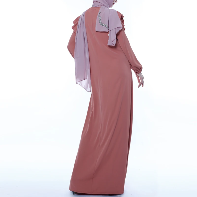 MISSJOY мусульманское женское платье на молнии Свободное abaya Дубай кимоно сплошной цвет кафтан турецкий Повседневный Ближний Восток элегантное женское платье с оборками Плать
