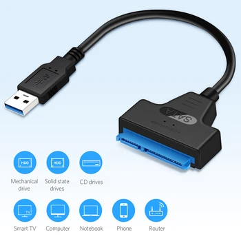 

For Lenovo Xiaomi USB3.0 Hard Drive Adapter Converter SATA To USB Converter Cable Supports 2.5-inch SATA SSD Suitable Splitter