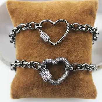

7.5inch 5pcs/lot New design rosary chain with clasp bracelet,cubic zircon clasp charm component,fashion jewelry wholesale