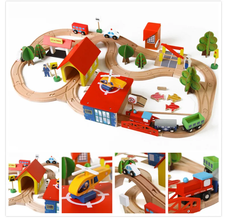 

Wooden Support Camera Track Set 69 Pc Toy Children'S Educational Hands Brains Toy Mas Train