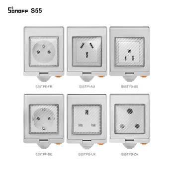 

SONOFF S55 Waterproof IP55 Wifi Smart Power Socket, Timer Outdoor AU/EU/UK/US/ZA Plugs APP/Vocie Remote Control Works with Alexa