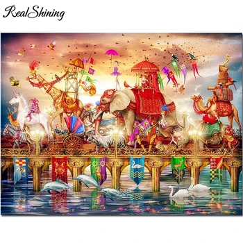 

DIY 5D Diamond Painting Animal circus Resin Full circular drill Embroidery Cross Stitch Mosaic Rhinestone decoration FS6712