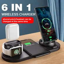 10W Qi Station de chargeur sans fil 6 en 1 pour Iphone Airpods Micro USB Type C support chargeurs de téléphone pour Apple Watch airpods charge 