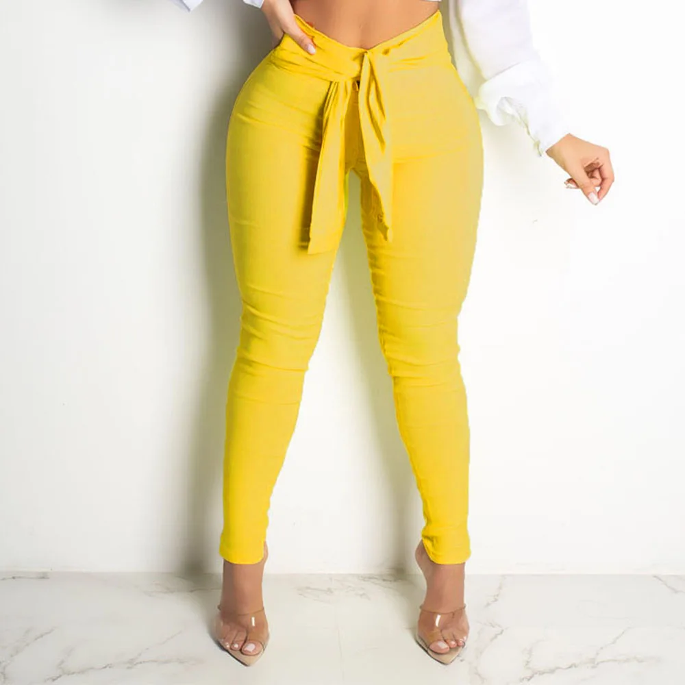 Женские повседневные брюки красные желтые летние с высокой талией весна 2020|Брюки