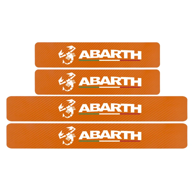 Оранжевый Автомобильный Стайлинг Abarth, 4 шт., наклейки с итальянским флагом, углеродное волокно, защита порога автомобиля, наклейка для Fiat Viaggio Punto 124 125 500 - Название цвета: Оранжевый