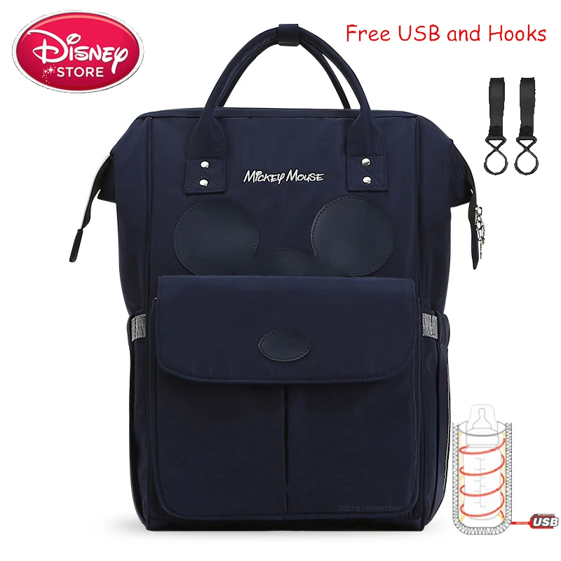 blue Сумка для подгузников disney, usb-утеплитель, рюкзак для мамы и ребенка, сумка для ухода за ребенком, дорожная коляска, сумка для подгузников - Цвет: blue