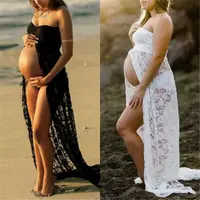 Photography Props Sexy Maternity Dress Sleeveless Strapless Lace Maxi Gown Pregnant Dresses for Photo Shoot Summer Dress 1