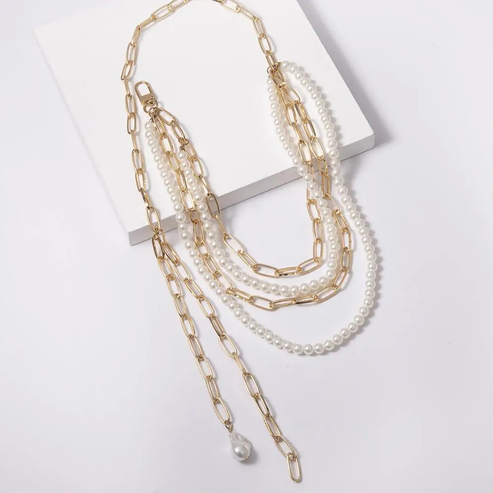 personality Luxury Pearl Bead body chain female temperament multi-layer geometric Trendy Classic pearl waist chain Jewelry