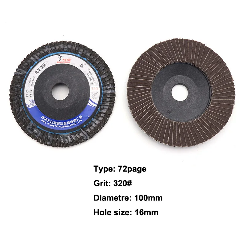 4" 100mm 120 240 320 Grit Angle Grinder Flap Disc Sanding Wheel Hole Rotary 