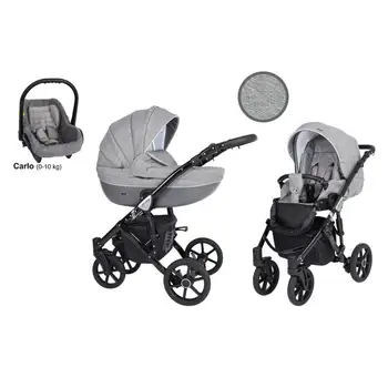 

Stroller bebe Mila 3 piece black chassis, chair walkabout, carrycot and babasling of car