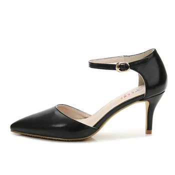 

2020 new one-word buckle high heels pointed toe stiletto mid-heel all-match Baotou women's singles shoes on sale