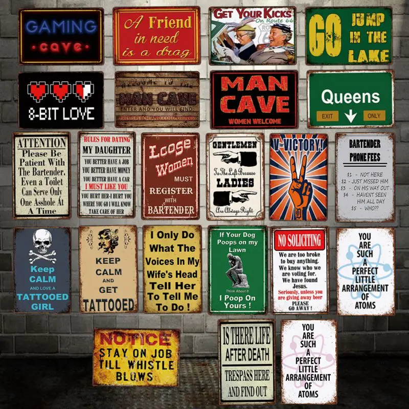 

[ DecorMan ] MAN CAVE BIT LOVE GAMING OVER Victory Job Funny Metal Paintin Vintage Tin sign Home Decor LT-2018