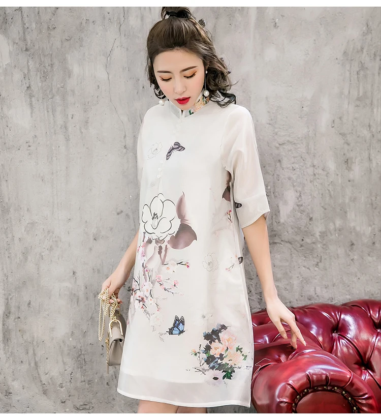 Китайское платье Cheongsam, улучшенное, Qipao, винтажные, вечерние, китайское, традиционное, женское платье Eastqueen, с рисунком, шелковое, ТРАПЕЦИЕВИДНОЕ ПЛАТЬЕ