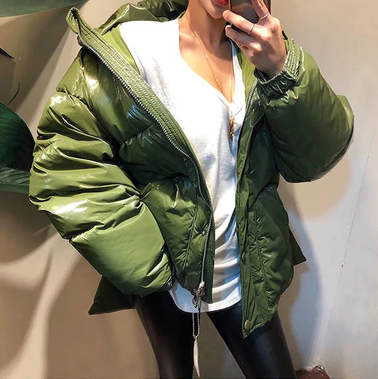 New Winter Women's Jacket hooded parka Bright Colors Insulated Puffy Coat collar hooded Parka Loose waist Belt outwear M192