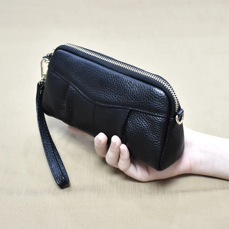 

Genuine Leather Woman's Wallets Large Capacity Long Zipper Wallet Clutch Fashion Phone Bags Ladies Coin Purse Female Pocket