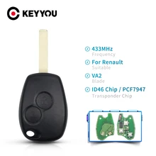 KEYYOU 2 3 botones de Control remoto sin llave de Control remoto 433MHz con PCF7947 Chip para Renault Clio Kangoo maestro Modus Logan Twingo clave