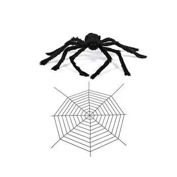 

1Pcs 90/125/150CM Super big plush spider made of wire and plush black and multicolour style for party or halloween decorations