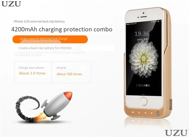 4200mah Зарядное устройство высокой емкости чехол для iPhone 5 5S SE внешняя портативная беспроводная зарядка чехол для iPhone 5 5S se