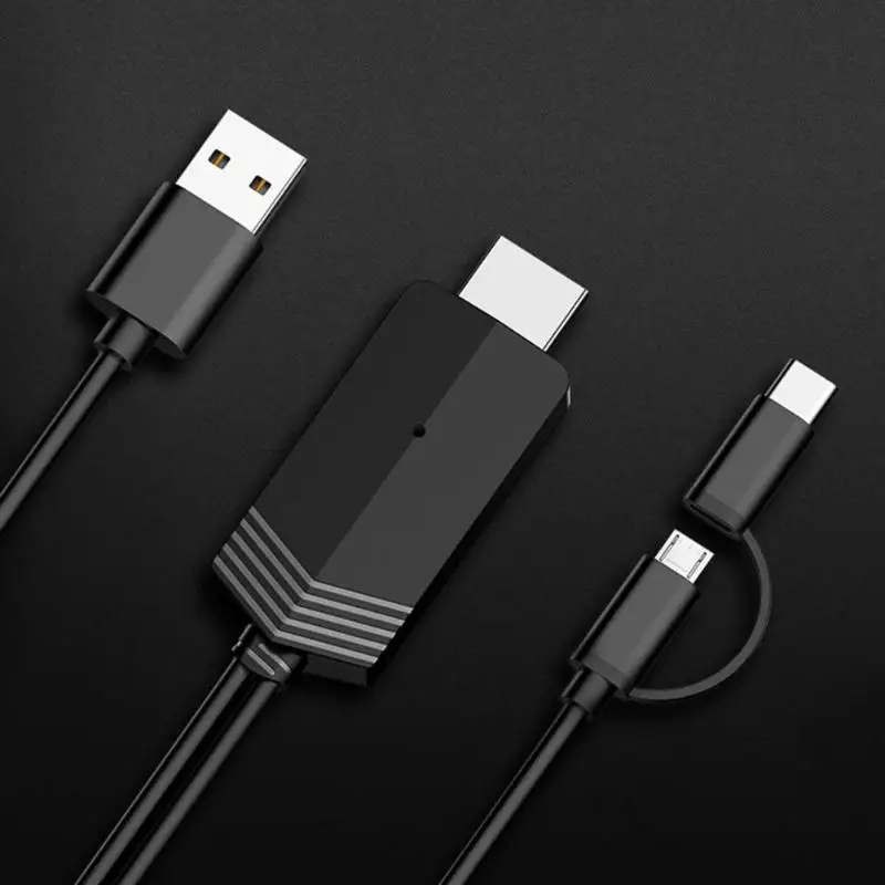 2 в 1 type-C Micro-USB к HDMI Кабель-адаптер HD 1080P HDMI type-C конвертер кабель с usb-портом та же Частотная линия