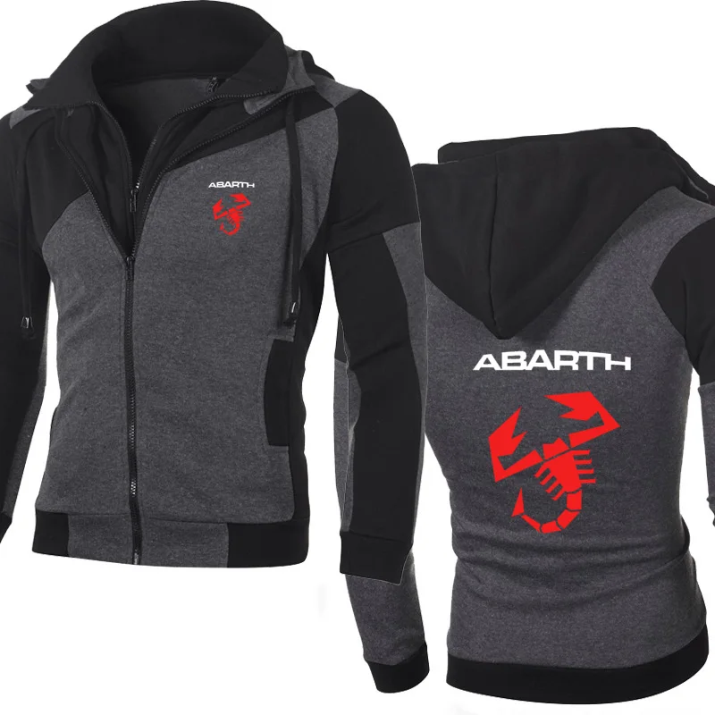 Куртка для мужчин автомобиль ABARTH логотип толстовка с капюшоном весна осень флис хлопок молния толстовки модные хип хоп Harajuku мужская одежда - Цвет: Черный