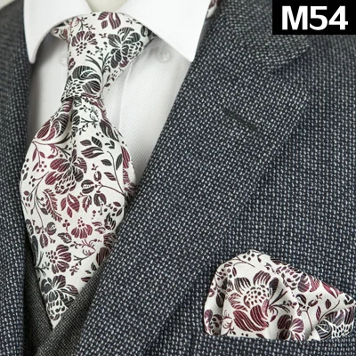 M54 Распродажа, набор галстуков с цветочным рисунком, желтый, синий, розовый, красный, мужские галстуки Hanky, шелк, жаккард, тканые галстуки, карманные квадратные Галстуки - Цвет: M54