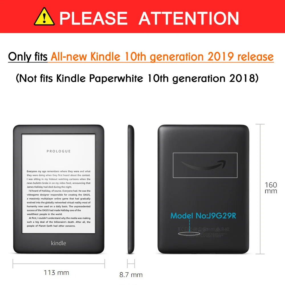 Чехол подставка BOZHUORUI для всех new Kindle (10 поколение 2019 модель J9G29R) умный защитный