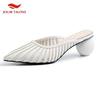 

Brand Design Big Size 43 Brand Design Women Shoes Summer Genuine Leather Round Heel Mules Woman Pumps