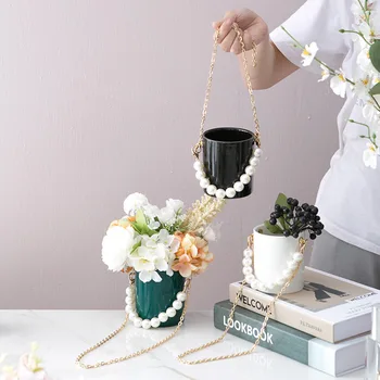 

Nordic Creative Ceramic Vase Flower Pot Home Living Room Porch Wall Hanging Flower Arrangement Container Dried Flower Vase Decor