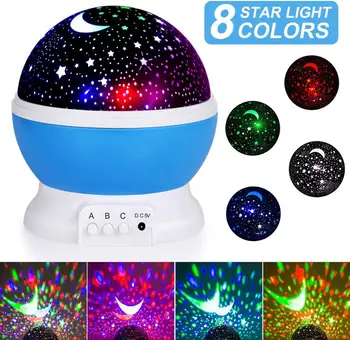 

2pack Night Light Moon Star Projector Lamp for Kids Room 360 Degree Rotating 3 Lighting Modes for Baby Children Nursery Bedroom