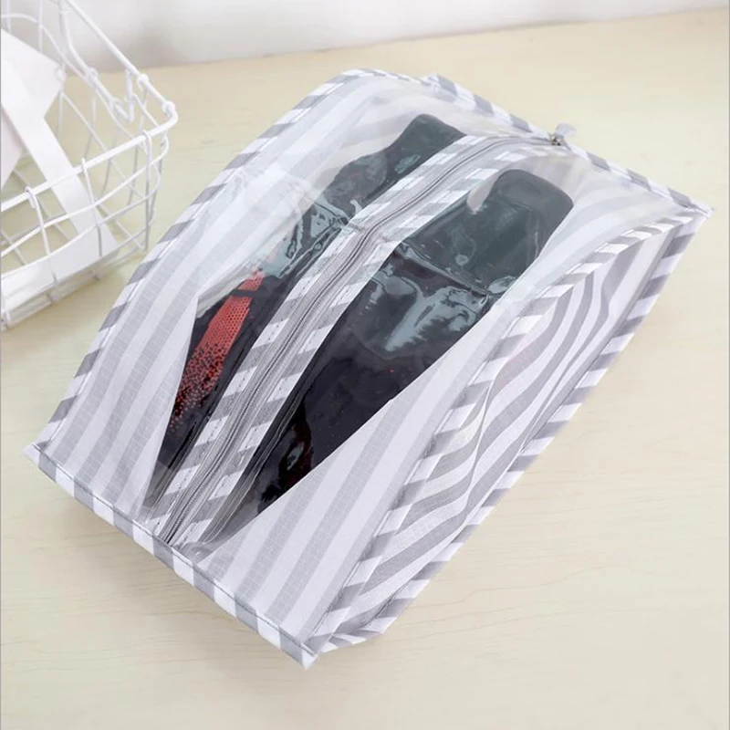 

Portable Travel Shoe Organizer Bag Supplies Organizer Shoes Storage Bag Zipper Striped Floral Outdoor Shoes Packing Organizers