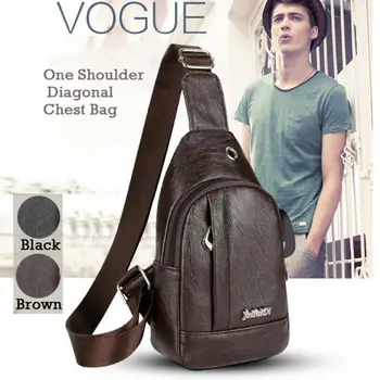 

Men's PU Leather Chest Cycle Sling Pack Satchel Shoulder Bag Purse Solid Zipper Waist Packs