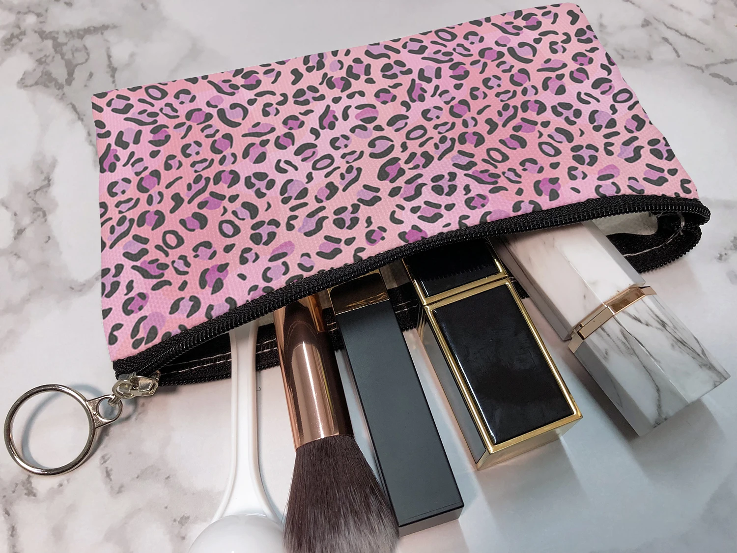 New Design Animal Skin Print Canvas Coin Bag Leopard Print Lipstick Key Daily Storage Bag Party Travel Casual Portable Clutch