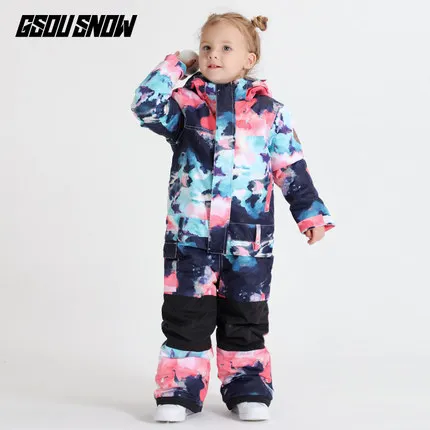 Color 2 Цельный лыжный костюм для мальчиков и девочек; зимняя одежда; очень теплая спортивная одежда; детская куртка для катания на лыжах и сноуборде; плотное пальто - Цвет: Color 2