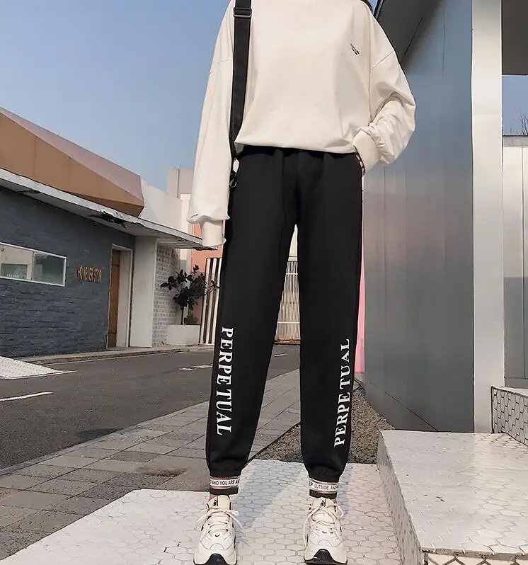 Осенние женские брюки японские Kawaii Harajuku Ulzzang повседневные свободные Ins Harlan повседневные брюки женская одежда для женщин