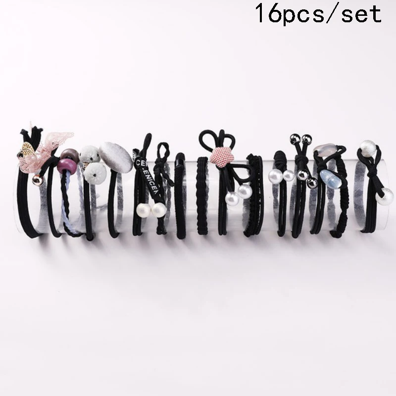 set 11 8/12/16/20/25 шт. Для женщин; обычная блузка для девочек; платье с жемчужинами; резинка для волос, обтянутая тканью; трикотажные резинки для волос хвост держатель повязки для волос аксессуары для волос комплект - Цвет: set 11