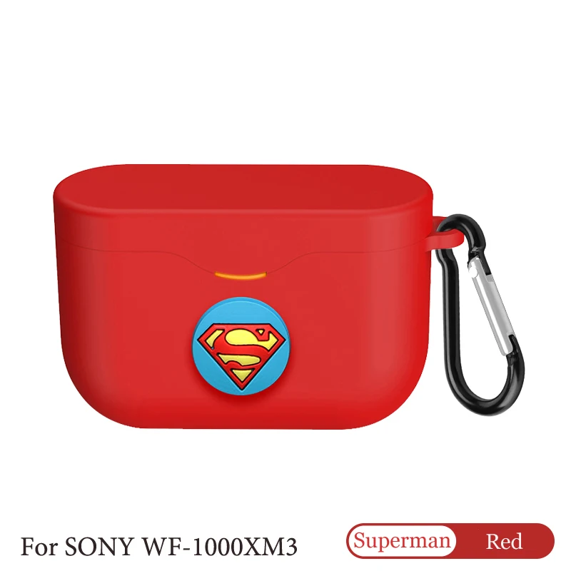 Red Силиконовый чехол для SONY WF-1000XM3, чехол для наушников, милый чехол с изображением Мстителей, WF 1000XM3, зарядная коробка, противоударный защитный чехол - Цвет: Red