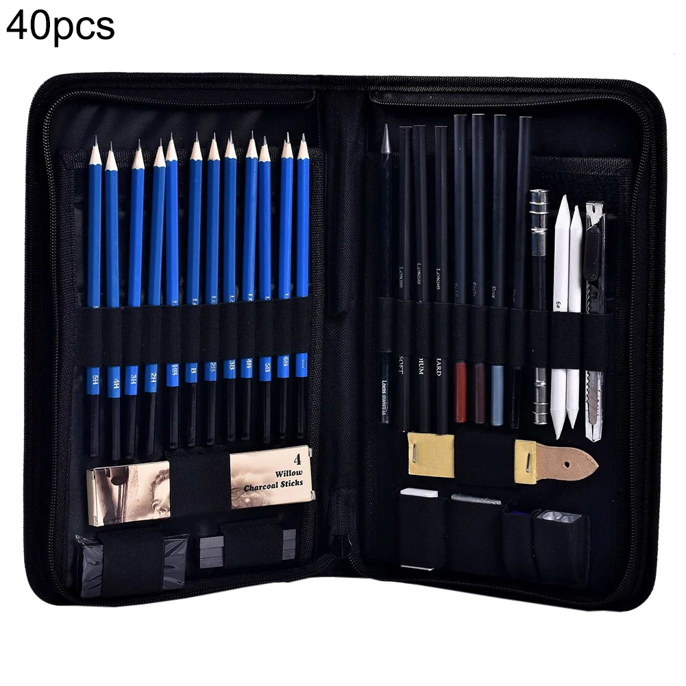 

40pcs Sketch Pencil Set Professional Sketching Drawing Kit Wood Pencil Pencil Bags For Painter School Students Art Supplies