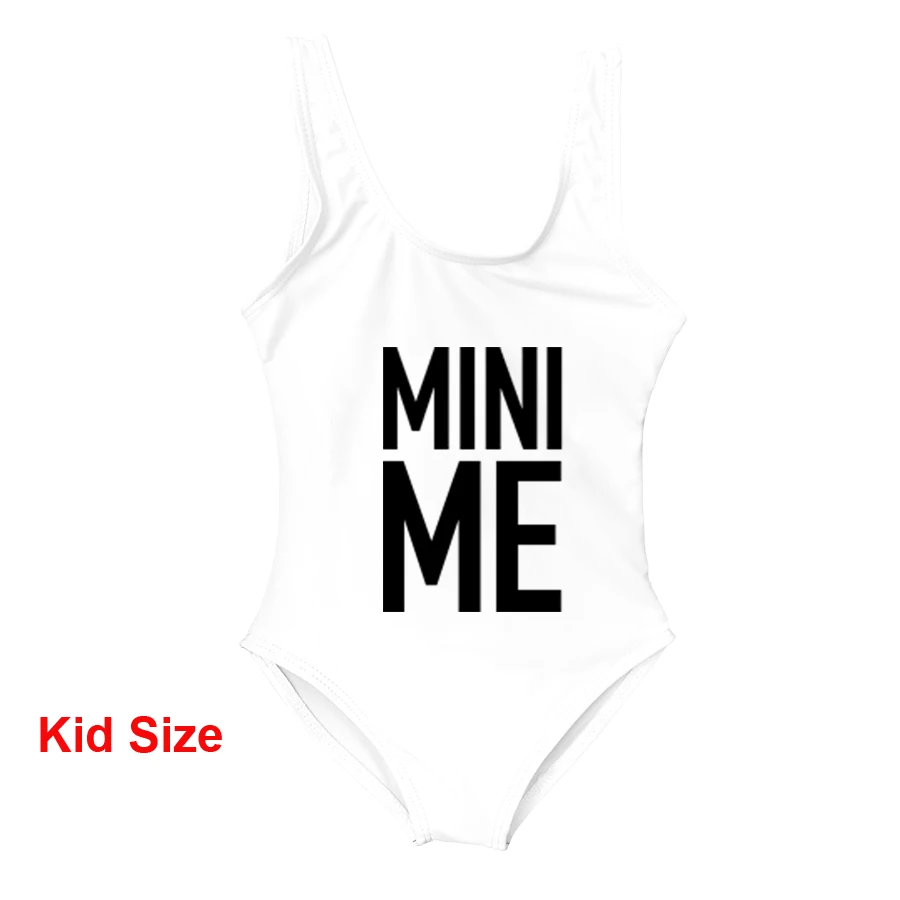 Детское бикини для мамы и дочки с надписью «Me and Mini Me», купальный костюм для мамы и ребенка, купальный костюм для мамы и ребенка, цельный купальник - Цвет: Kid White