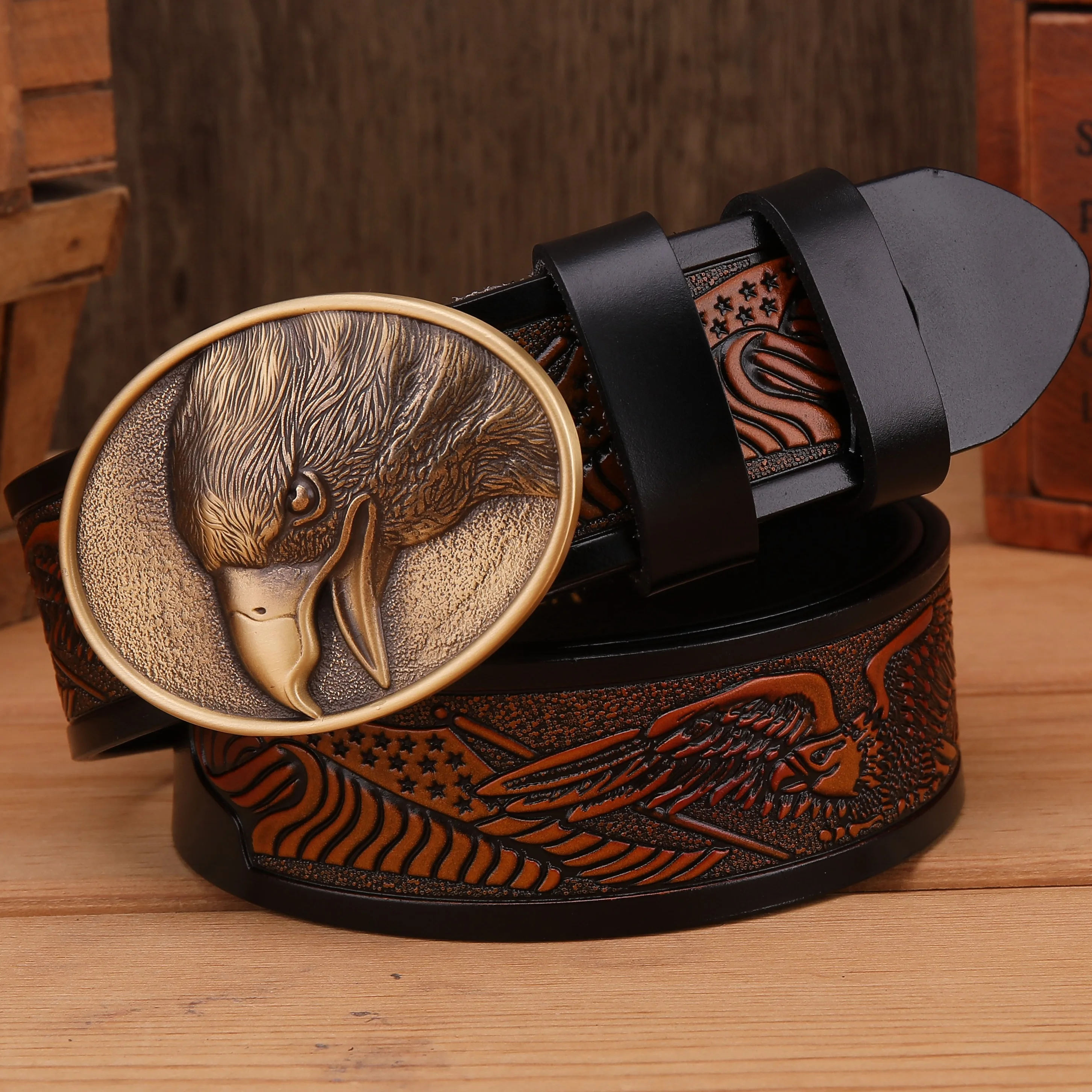

2019 new eagle belt for mens belts luxury split genuine leather designer belt men high quality brown coffee camel hawk gold 115