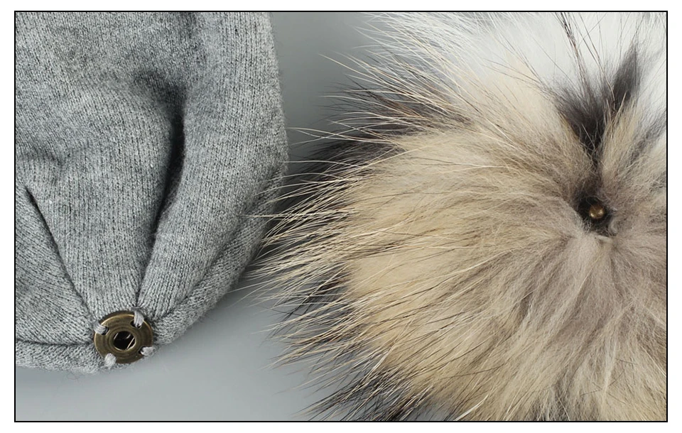 Осенне-зимняя шерстяная шапка Skullies Beanies с енотовым настоящим помпоном для новорожденных, мешковатая шапка для маленьких девочек и мальчиков, шапочка