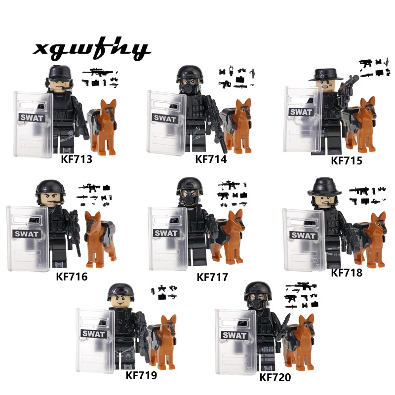 

Single sales military police series assembled building blocks characters with accessories shield building blocks toy gifts JM332