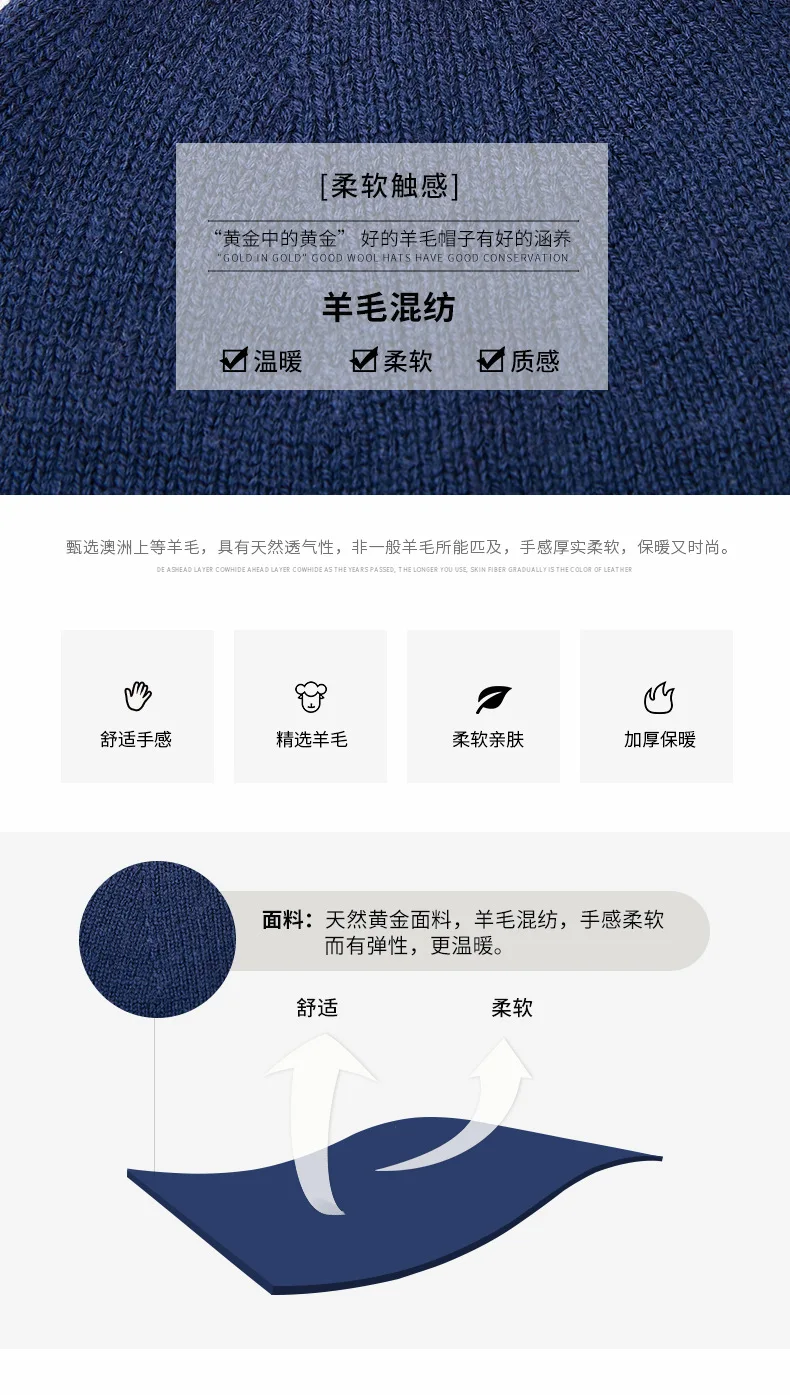 MiG-knit шерстяные шапки для мужчин толстые теплые осенние и зимние для активного спорта, ветрозащитные ушные шапки хеджирования Baotou