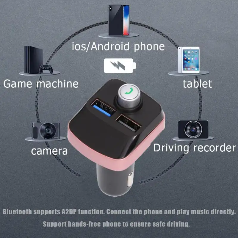 FM12 передатчик громкой связи CVC технология подавления шума ветра Bluetooth 3,0 женский розовый EDR 2,4 ГГц мини USB порт автомобиля Charg