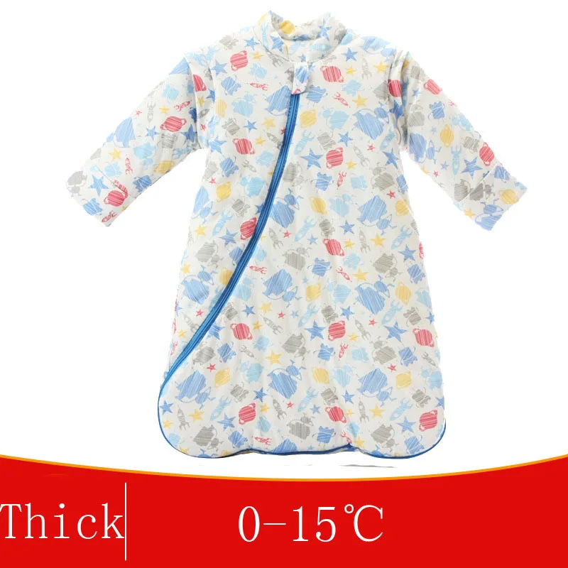 Thick Детское спальное Одеяло Унисекс, спальный мешок из хлопка, детские ночные рубашки с длинным рукавом, утолщенный зимний спальный мешок/3,5 Tog - Цвет: Thick