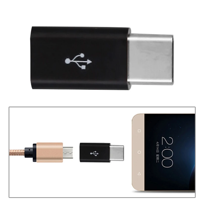 Black USB Android адаптер конвертер мини микро адаптер USB мама к usb type C адаптер V8 к USB 3,1 1 шт - Цвет: Black