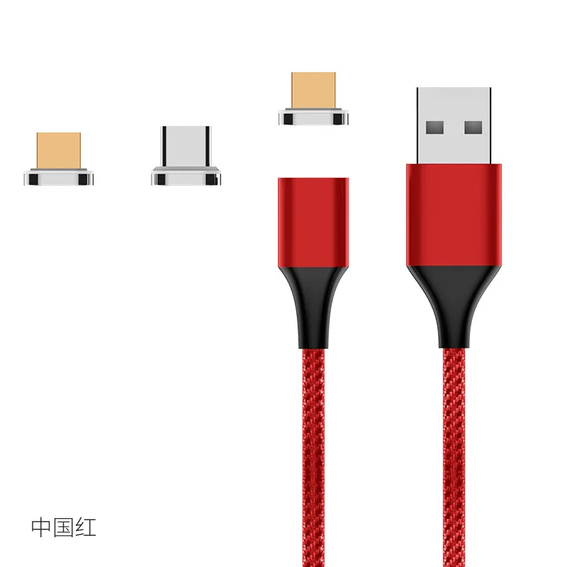 Bozhu Магнитный usb-кабель для зарядки iPhone Магнит Micro usb быстрый заряд кабеля type C USB C кабель мобильного телефона кабель для передачи данных Шнур - Цвет: Красный