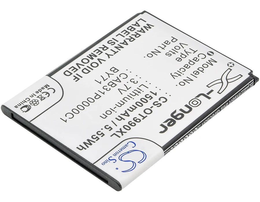 Обновленная батарея Cameron Sino для Alcatel BY71 One Touch, OT 4032D, OT-4007, OT-4007A, OT-4007D, OT-4007E 1500 mAh/5.55Wh