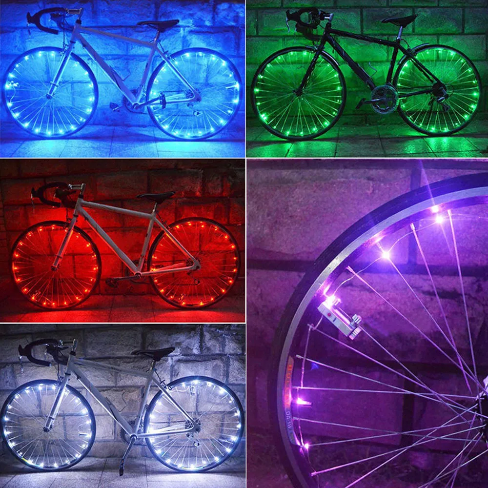 

20Led Steel Light Mountain Bike Night Riding String Lights Wheel Lights Lamp Bike Accessories Blue Green Pink Red White 9.4