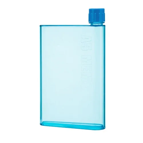 Blue A5 A6 бумажный стаканчик Botlte плоская фляга для воды BPA бесплатно прозрачная книга портативный бумажный коврик бутылка для воды плоский чайник для напитков бутылка для ноутбука - Цвет: Blue