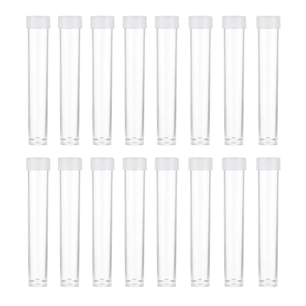 200pcs Clear Tube Plastic Bead Containers Box with Lid for Jewelry Bead Storage Packaging Nail Tool  13.5mm wide, 76mm long